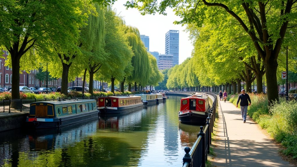 scenic urban canal walk