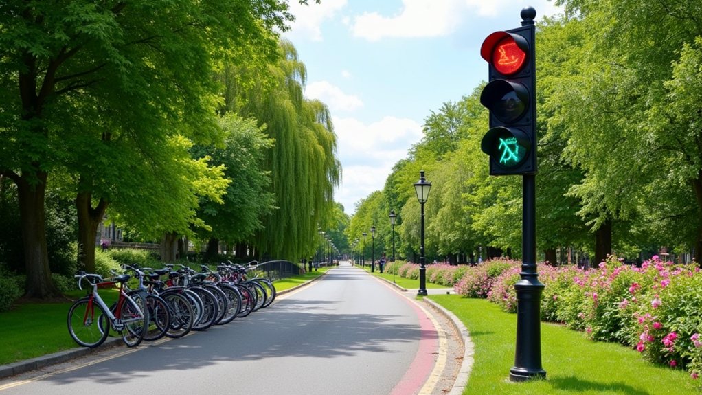 cyclists face traffic light changes