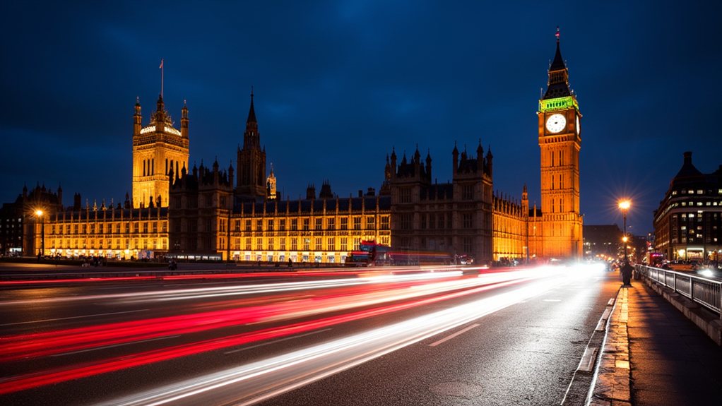 london s winter light trails
